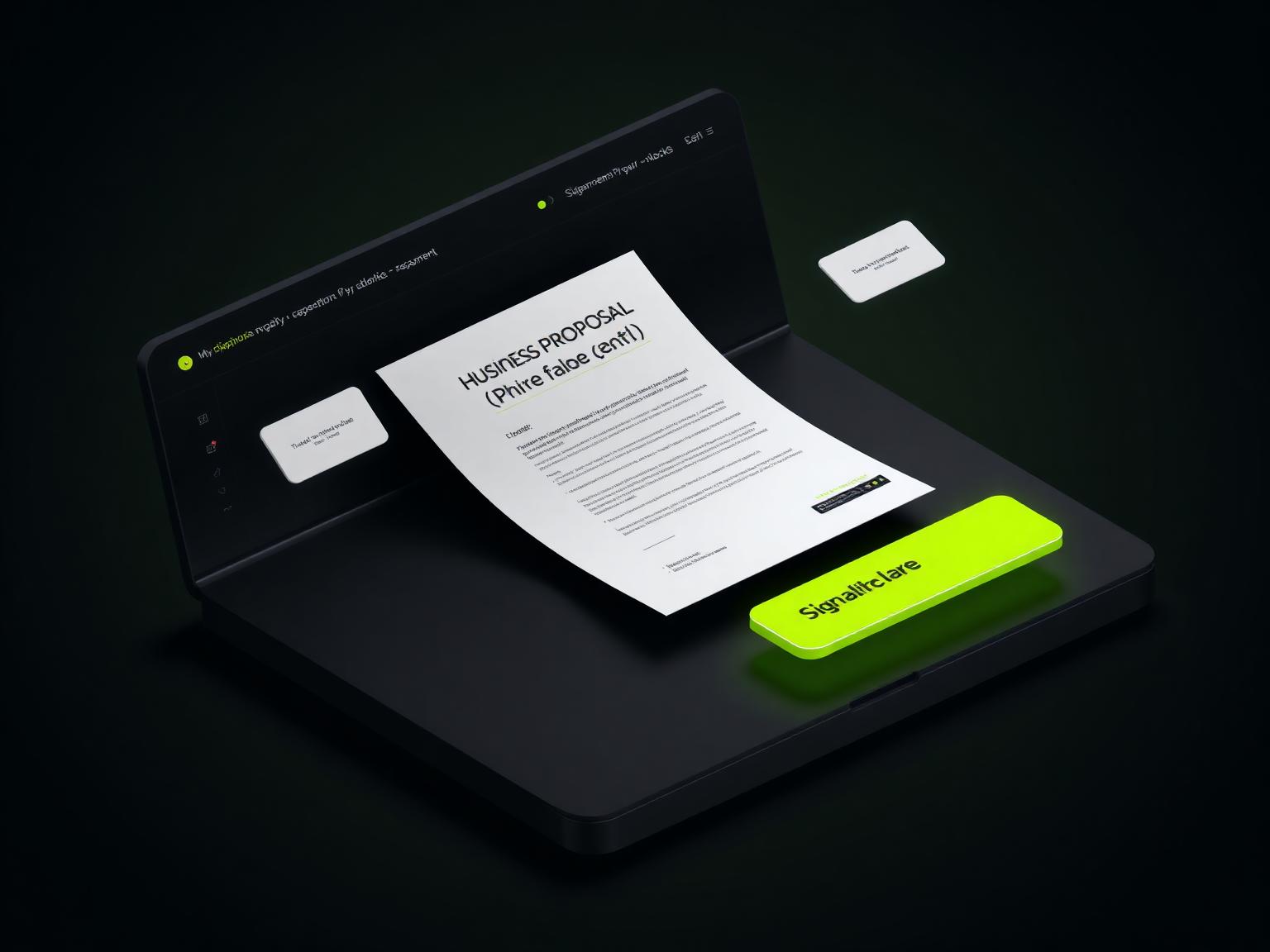 Mockup do painel Proposta Fácil mostrando uma proposta com botão de assinatura